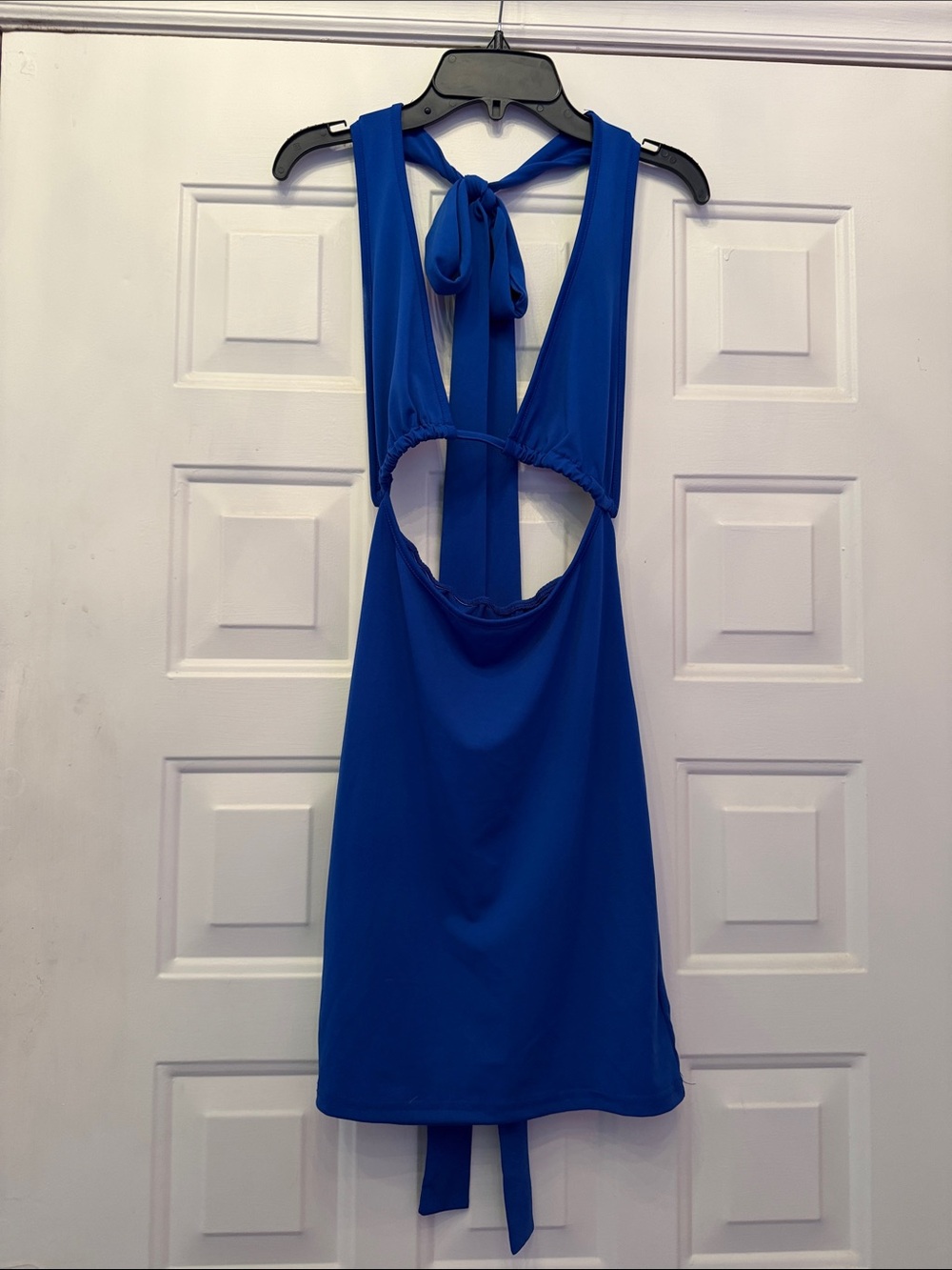 Blue Open-Back Halter Dress